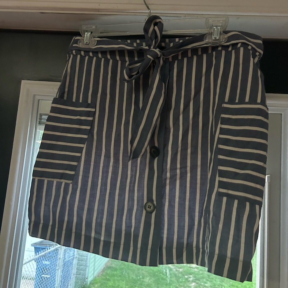 Altar'd State Blue and White Striped Mini Skirt